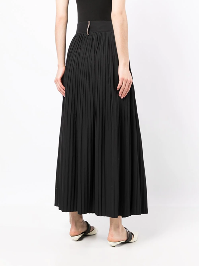 Shop Brunello Cucinelli Pleated Long Skirt In Black