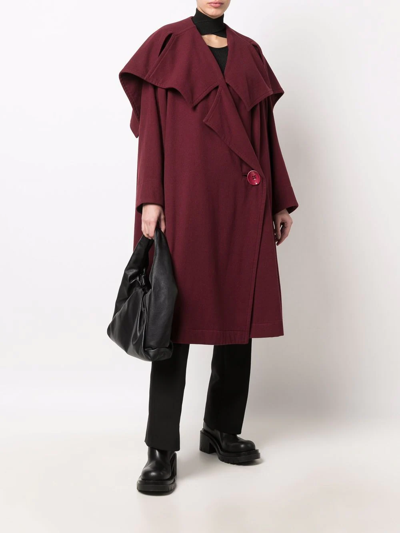 Pre-owned Issey Miyake 1980s Oversized Pleated Coat In Red