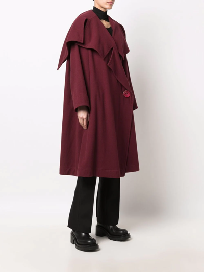 Pre-owned Issey Miyake 1980s Oversized Pleated Coat In Red