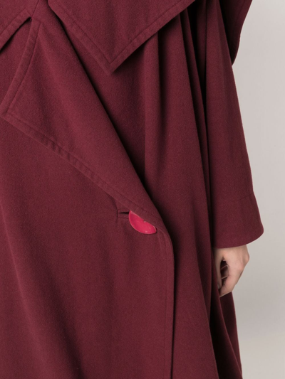 Pre-owned Issey Miyake 1980s Oversized Pleated Coat In Red