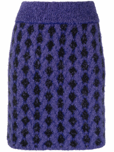 Pre-owned Issey Miyake 1980s High-waisted Knitted Skirt In Purple