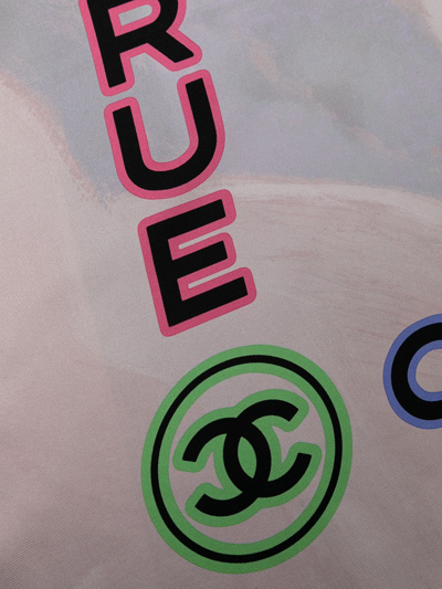 Pre-owned Chanel Cc Camélia Motif Silk Scarf In Pink