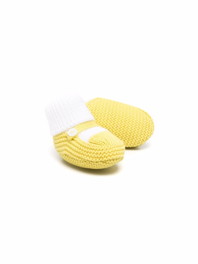 Shop Little Bear Chunky Knitted Slippers In Yellow