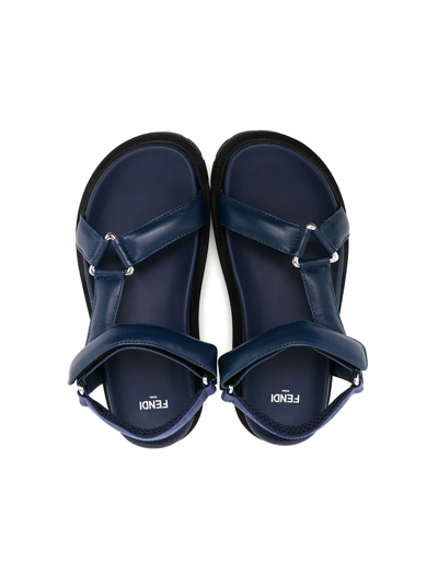 Shop Fendi Touch-strap Leather Sandals In Black