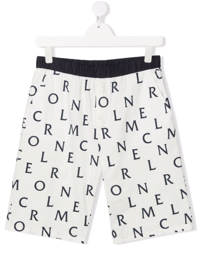 Shop Moncler Logo-print Cotton Shorts In White