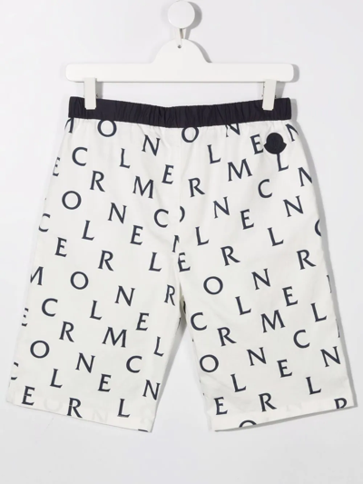 Shop Moncler Logo-print Cotton Shorts In White