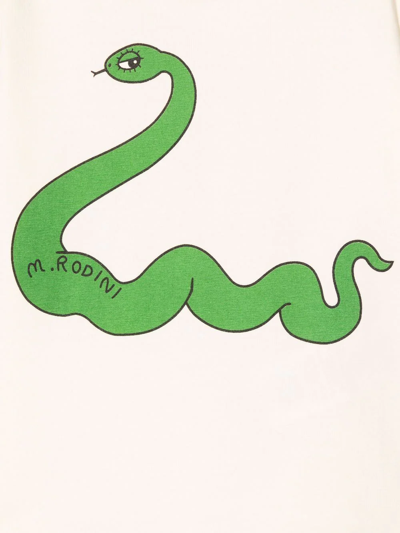 Shop Mini Rodini Snake-print Organic-cotton T-shirt In White