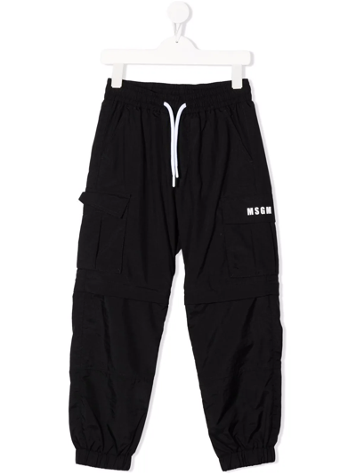 Msgm Teen Drawstring Tracksuit Bottoms In Black