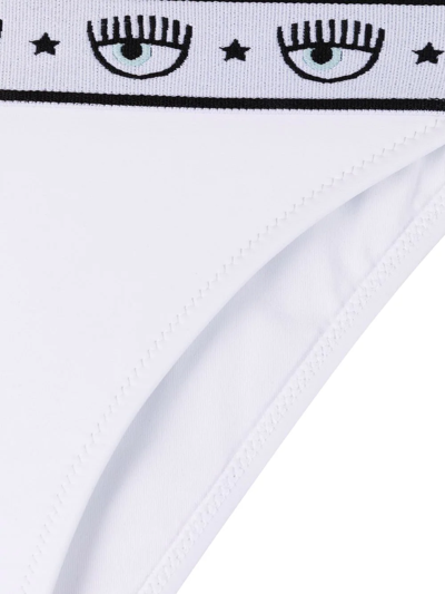 Shop Chiara Ferragni Logo-waistband Bikini Bottom In White