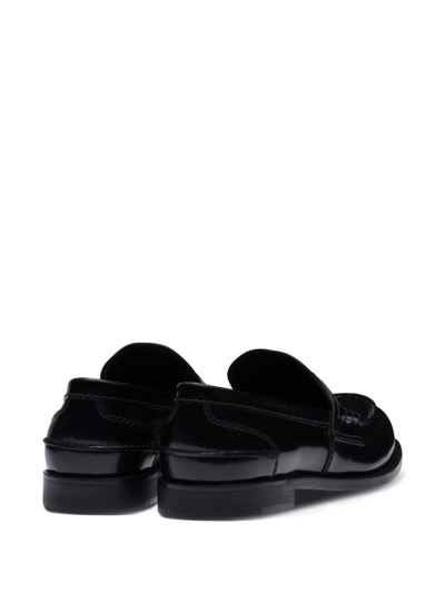 Shop Miu Miu Leather Penny Loafers In Black