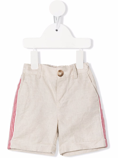 Shop Fay Side Stripe Shorts In Neutrals
