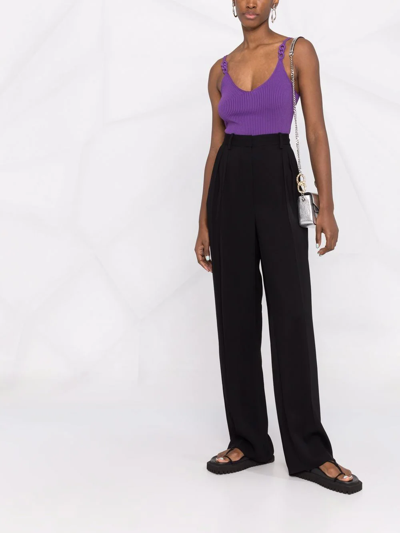 V领罗纹针织上衣