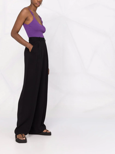 V领罗纹针织上衣