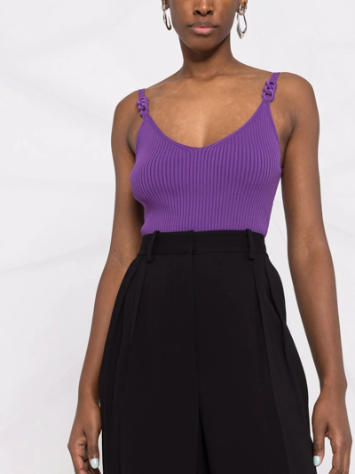 V领罗纹针织上衣