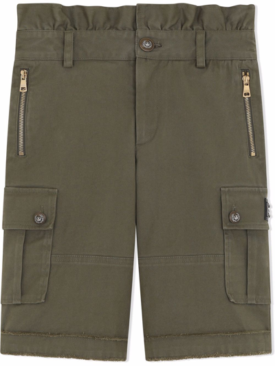 Shop Dolce & Gabbana Paperbag Waist Trousers In Green