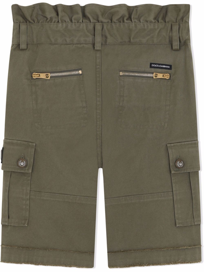 Shop Dolce & Gabbana Paperbag Waist Trousers In Green