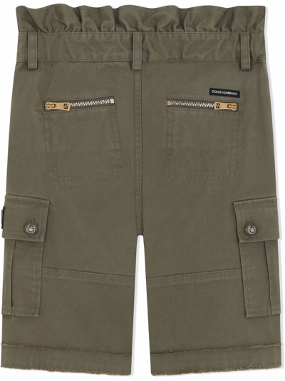 Dolce & Gabbana Paperbag-waist Cargo Trousers In Green