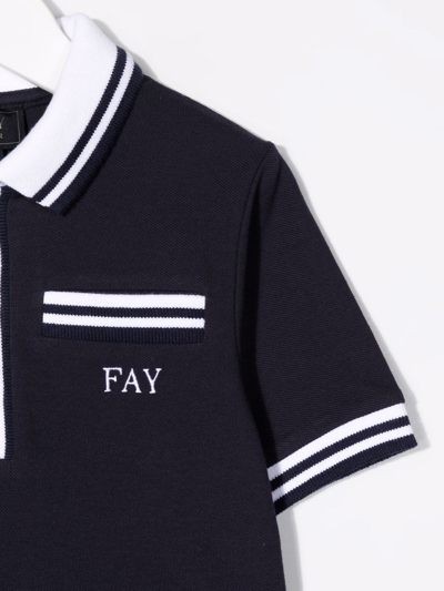 Shop Fay Embroidered Logo Polo Shirt In Blue