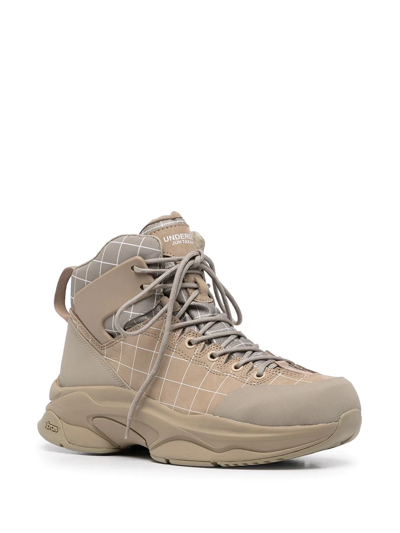 Undercover Checked Nubuck And Canvas Hiking Boots In Braun