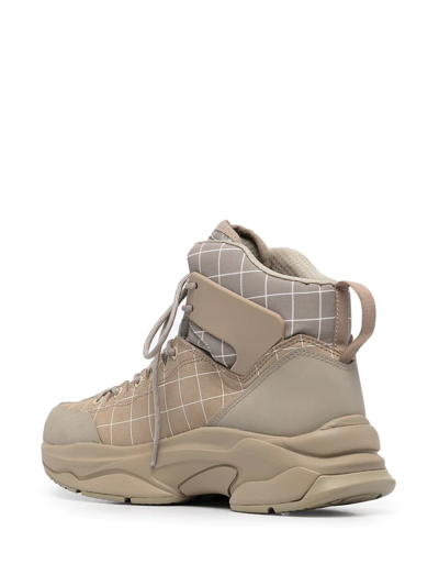 Undercover Checked Nubuck And Canvas Hiking Boots In Braun