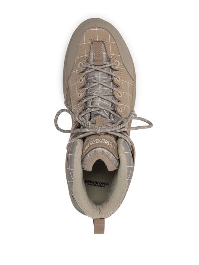 Undercover Checked Nubuck And Canvas Hiking Boots In Braun