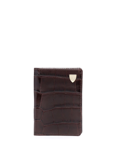 Shop Aspinal Of London Double Fold Cardholder In Braun