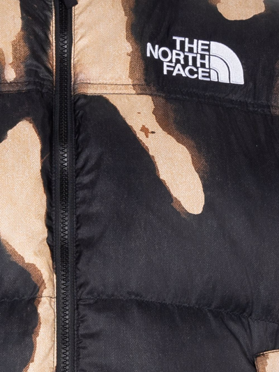 Shop Supreme X The North Face Nuptse Bleached Denim Print Jacket In Brown