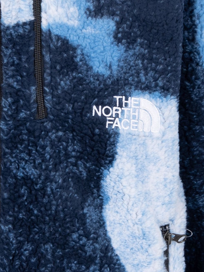 Supreme X The North Face Bleached Denim Fleece Jacket In Blue