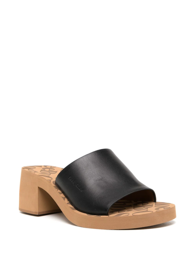 Shop See By Chloé Leather Block-heel Mules In Braun