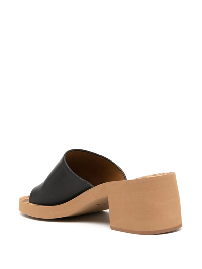 Shop See By Chloé Leather Block-heel Mules In Braun