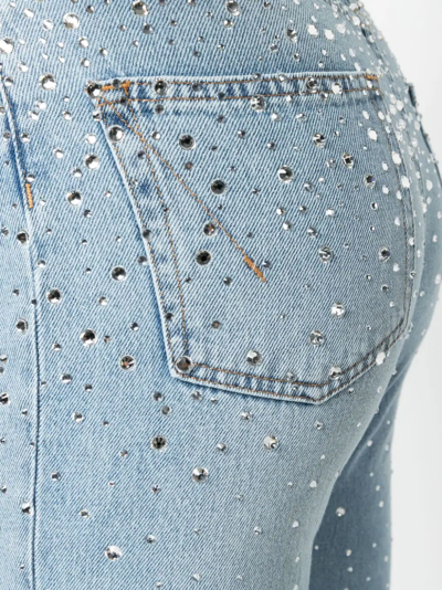 Shop Alexandre Vauthier Rhinestone-embellished High-waisted Jeans In Blau