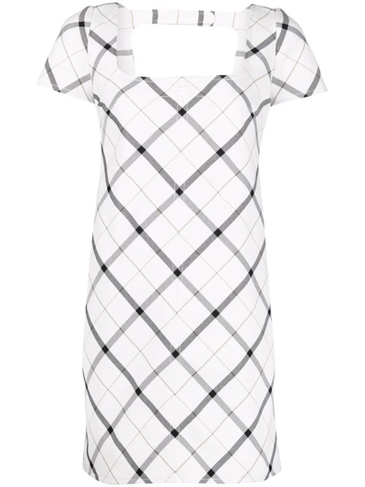 Shop Courrèges Diamond-check Short-sleeve Dress In Weiss