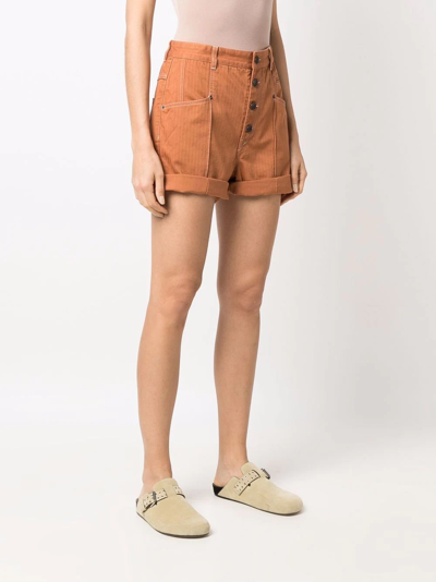Isabel Marant Button-fastening Cotton Shorts In Orange