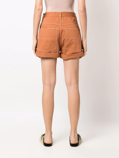 Shop Isabel Marant Button-fastening Cotton Shorts In Orange