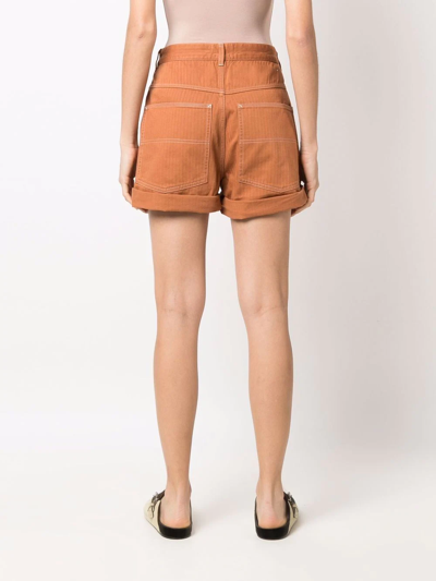 Isabel Marant Button-fastening Cotton Shorts In Orange