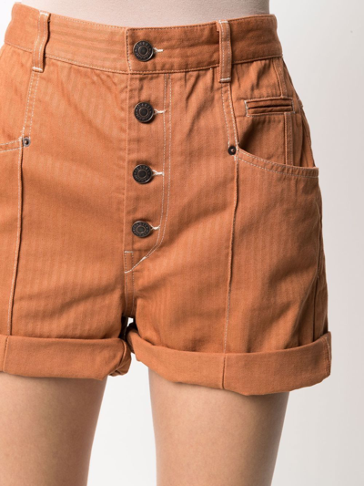 Isabel Marant Button-fastening Cotton Shorts In Orange