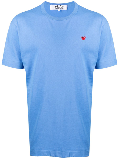 Shop Comme Des Garçons Play Heart-patch Short-sleeve T-shirt In Blau