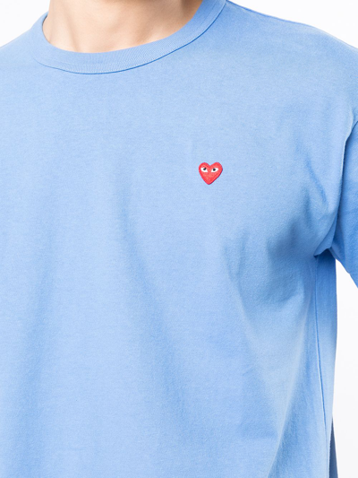 Shop Comme Des Garçons Play Heart-patch Short-sleeve T-shirt In Blau