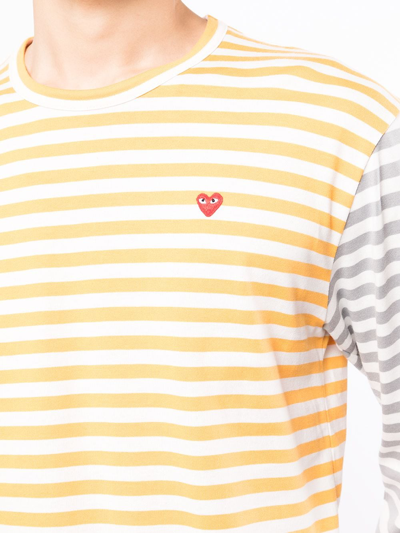 Shop Comme Des Garçons Play Striped Long-sleeve T-shirt In Orange