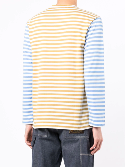 Shop Comme Des Garçons Play Striped Long-sleeve T-shirt In Blau