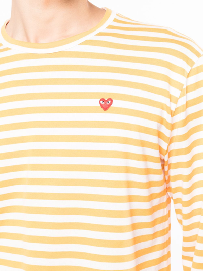 Shop Comme Des Garçons Play Striped Long-sleeve T-shirt In Gelb