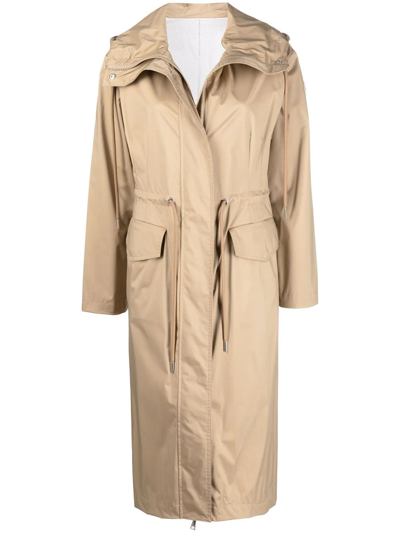 Shop Moncler Tevennec Parka Coat In Nude