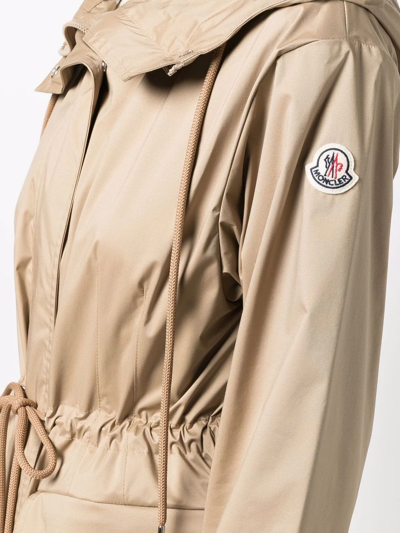 Shop Moncler Tevennec Parka Coat In Nude