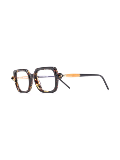 Kuboraum Tortoiseshell-effect Square-frame Glasses In Braun