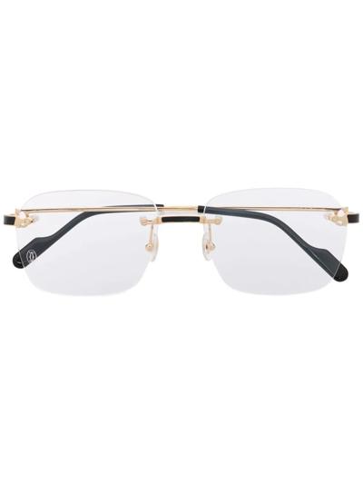 Shop Cartier Rimless Square-frame Glasses In Gold