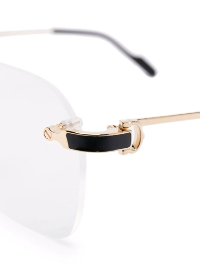 Shop Cartier Rimless Square-frame Glasses In Gold