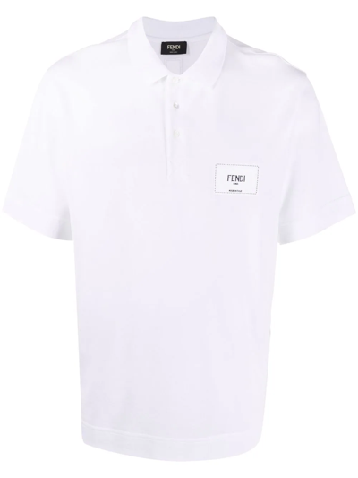 Shop Fendi Embroidered-logo Polo Shirt In Weiss