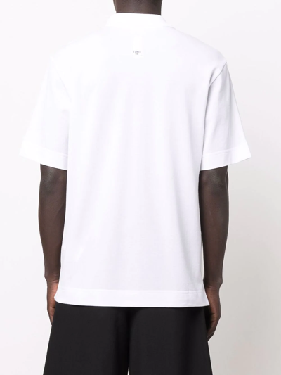 Shop Fendi Embroidered-logo Polo Shirt In Weiss