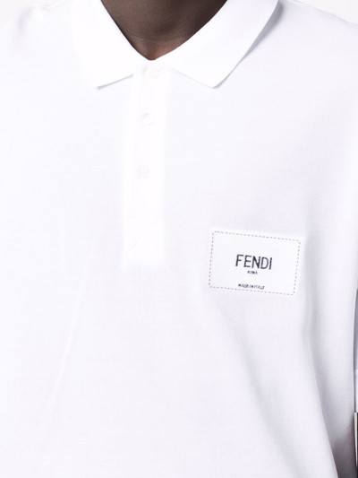 Shop Fendi Embroidered-logo Polo Shirt In Weiss