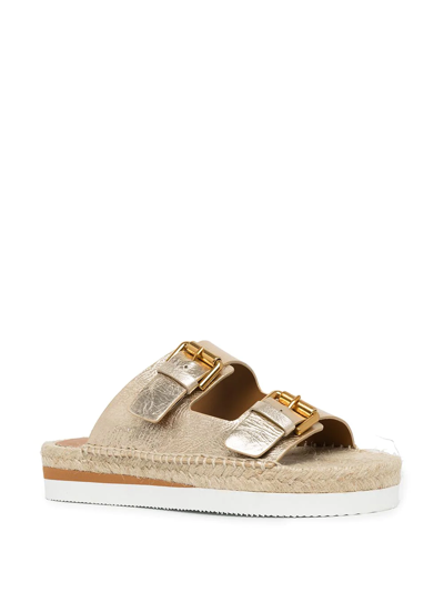 Shop See By Chloé Gyln Buckled Sandals In Gold